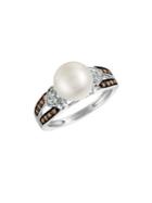 Le Vian Chocolatier 9-10mm Vanilla Freshwater Pearl, Vanilla Diamonds, Chocolate Diamonds And 14k Vanilla Gold Accent Ring