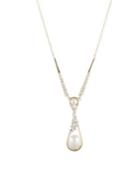Carolee Starstruck White Pearl And Crystal Pendant Elongated Y-necklace
