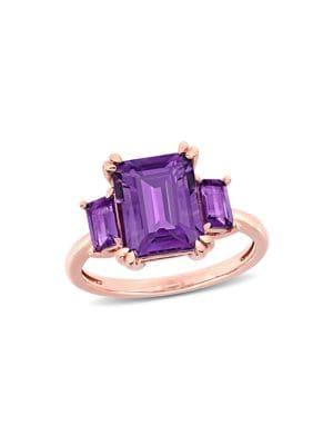 Sonatina 14k Rose Gold And Amethyst 3-stone Ring