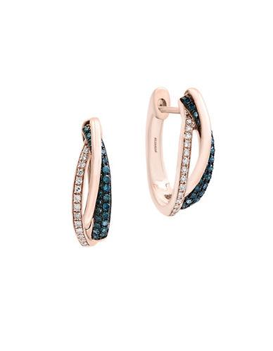 Effy Pave Rose Diamond, Blue Diamond And 14k Rose Gold Earrings