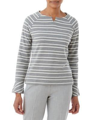 Olsen Dream Land Striped Bell-sleeve Top