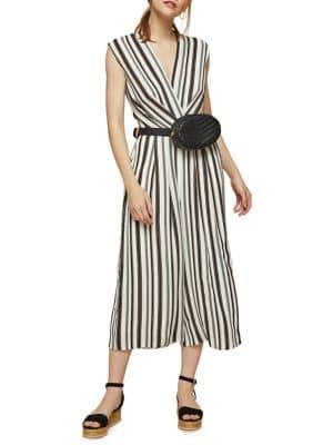 Miss Selfridge Sleeveless Striped Twist Jumpsuit