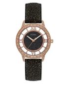 Guess Textured Stainless Steel Leather-strap Watch