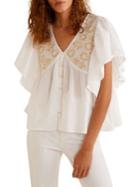 Mango Ruffled Cotton Blouse