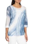 Nic+zoe Petite Printed Three-quarter Sleeve Top