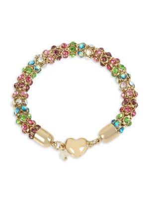 Betsey Johnson Goldtone And Mixed Stone Mesh Bracelet