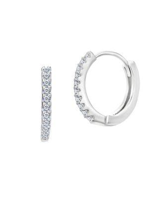 Lord & Taylor 925 Sterling Silver & Crystal Bridal Huggie Hoop Bridal Earrings