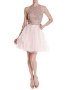Glamour By Terani Couture Embellished Halter Mini Dress