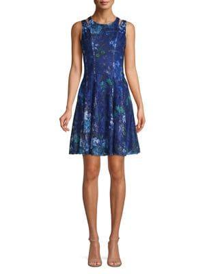 Gabby Skye Floral Lace Fit-&-flare Dress