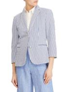 Lauren Ralph Lauren Petite Striped Stretch-cotton Blazer