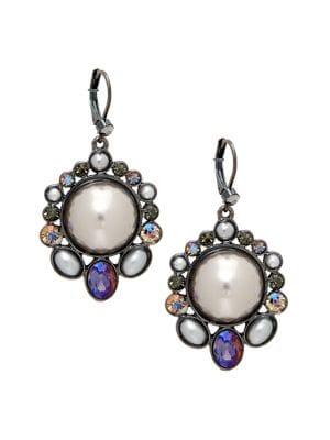 Stein And Blye Gray Faux Pearl & Crystal Drop Earrings