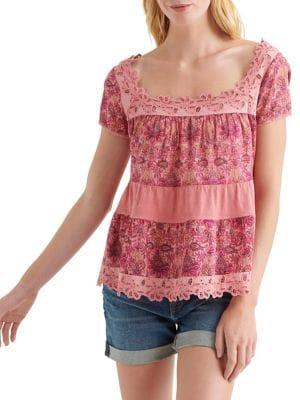 Lucky Brand Tiered Cap Sleeve Top
