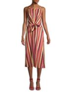 C & C California Halter Striped Midi Dress