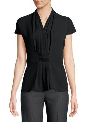 Calvin Klein Short Sleeve Pleated Blouse
