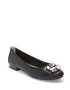 Me Too Sapphire Embellished Leather Ballet Flats