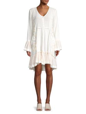 Cupio Embroidered Lace Inset Cotton Blend Tunic