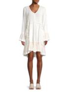 Cupio Embroidered Lace Inset Cotton Blend Tunic