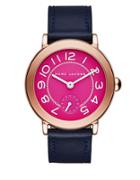 Marc Jacobs Riley Rose Goldtone Stainless Steel And Leather Three-hand Strap Watch