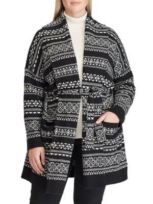 Lauren Ralph Lauren Plus Fair Isle Belted Cardigan