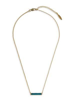 Sole Society 12k Goldtone, Green Aventurine, Dyed Chrysocolla & Crystal Bar Pendant Necklace