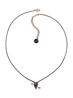 Karl Lagerfeld Hearts And Arrows Rose-goldplated Black Cord Necklace