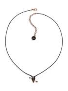 Karl Lagerfeld Hearts And Arrows Rose-goldplated Black Cord Necklace