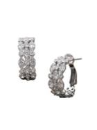 Lord & Taylor Rhodium-plated Sterling Silver & Crystal Maquise Wide Hoop Earrings