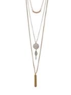 Lucky Brand Goldtone And Silvertone Balinese Three-layered Necklaces