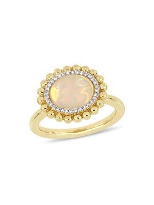 Sonatina 14k Yellow Gold, Opal & Diamond Halo Ring