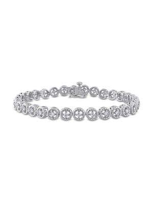 Sonatina Sterling Silver 1 Tcwdiamond Tennis Link Bracelet
