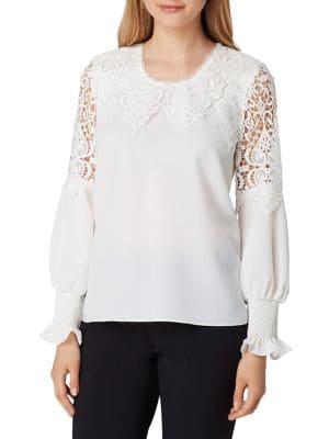 Tahari Arthur S. Levine Petite Lace Flared-cuff Blouse