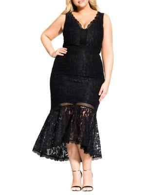 City Chic Plus Ravishing V-neck Lace Dress