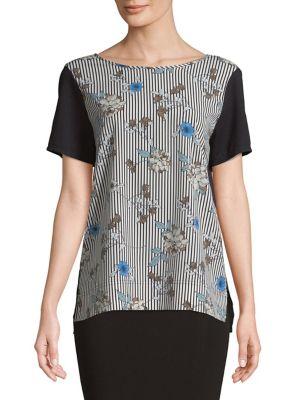 Jones New York Short Sleeve Hi-lo Contrast Tee