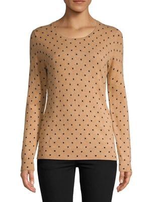Lord & Taylor Dotted Crewneck Cashmere Sweater