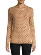 Lord & Taylor Dotted Crewneck Cashmere Sweater
