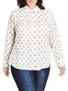City Chic Plus Plus Ladybug Relaxed-fit Button-down Shirt
