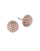 Lonna & Lilly 1.5mm Simulated Pearl Rose Goldtone Button Stud Earrings