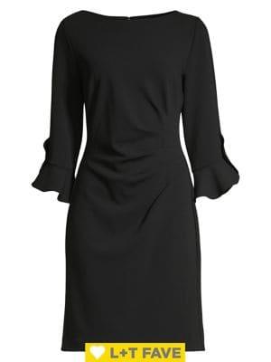 Karl Lagerfeld Paris Scuba Ruched Tulip Sheath Dress