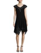 J Kara Cap Sleeved Beaded Dress
