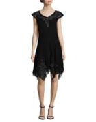 J Kara Cap Sleeved Beaded Dress