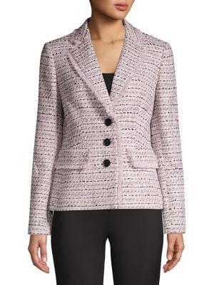 Karl Lagerfeld Paris Notch Collar Tweed Jacket