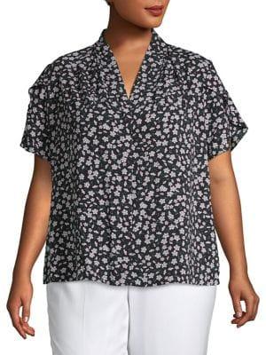 Calvin Klein Plus Plus Floral V-neck Top