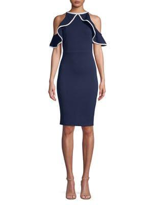 Quiz Ruffle Cold Shoulder Halter Dress