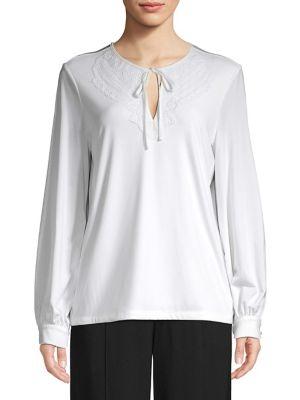 Karl Lagerfeld Paris Embroidered Long-sleeve Top