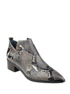 Marc Fisher Ltd Yamir Point-toe Snake-embossed Leather Booties
