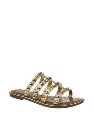 Sam Edelman Glen Studded Metallic Leather Slides