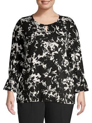 Rafaella Plus Two-tone Floral Top