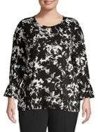Rafaella Plus Two-tone Floral Top