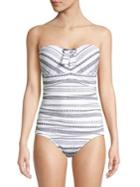 Tommy Bahama Sandbar Stripe Shirred Bandeau One-piece Swimsuit