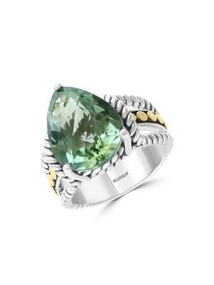 Effy Sterling Silver, 18k Yellow Gold & Green Amethyst Ring